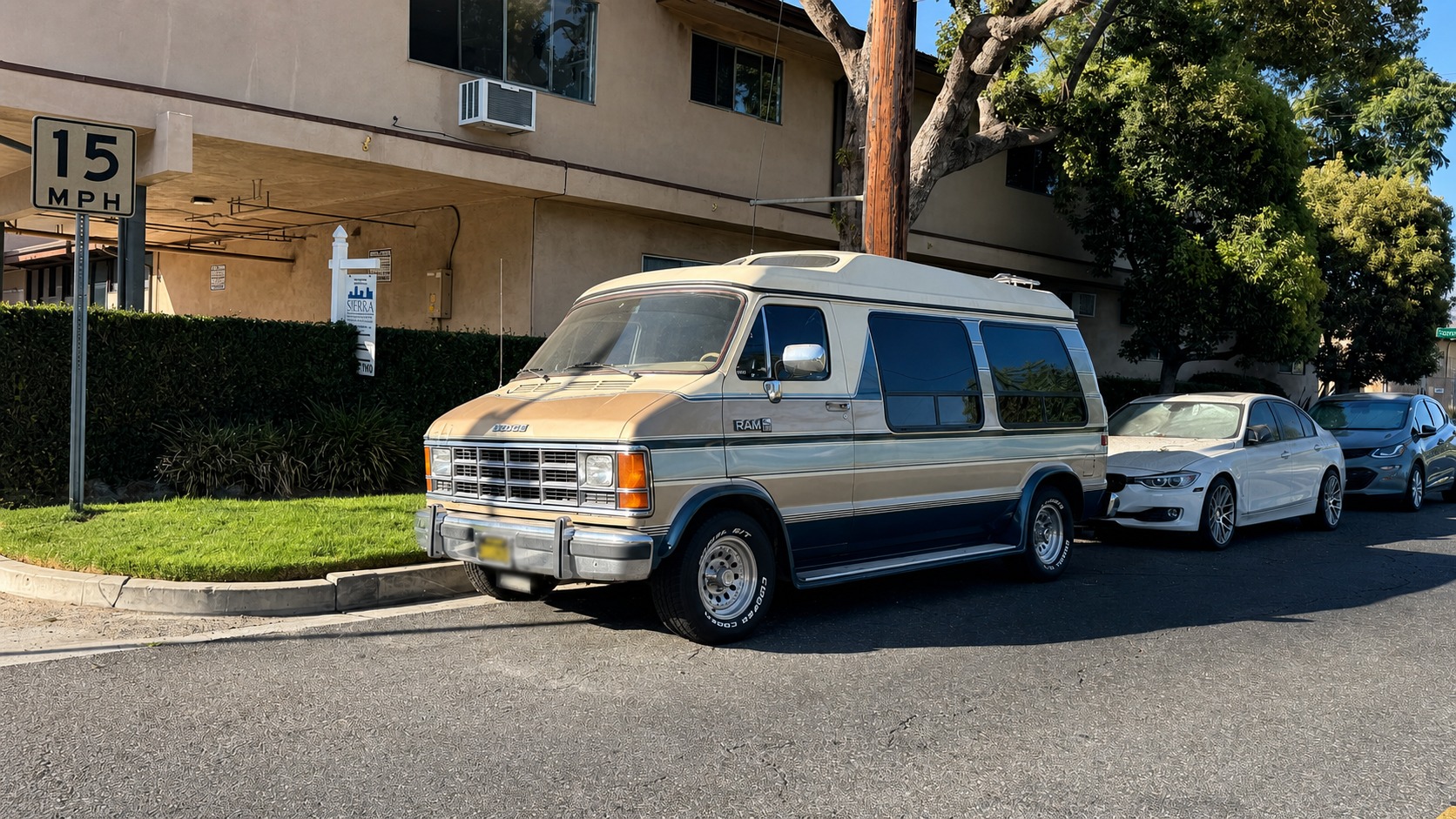 A conversion van parked along West Chandler Boulevard near North Cordova Street in Burbank.